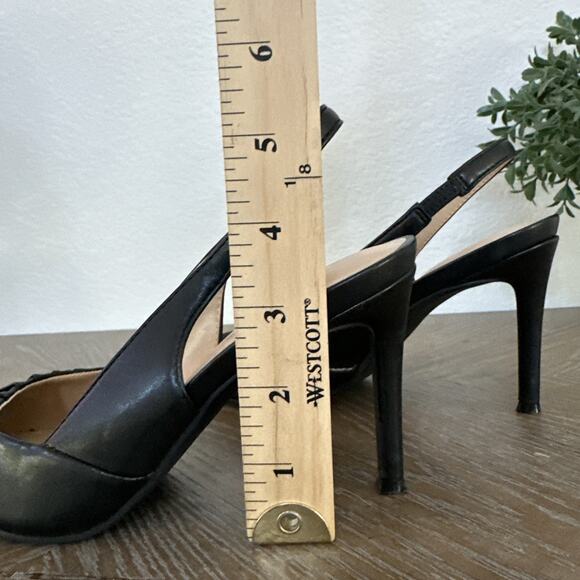 UNISA Black Pleated Pointed Toe Stiletto Slingback Heels Pumps Size 7 M Shoes - Picture 7 of 10